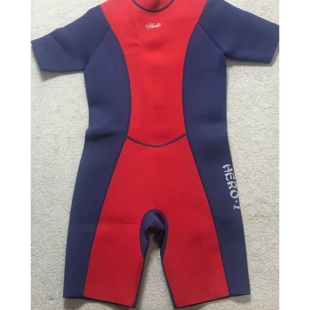Hevto Neoprene HERO1 SZ 18 SS Wetsuit Scuba Diving Snorkeling Red‎ Blue NWT
